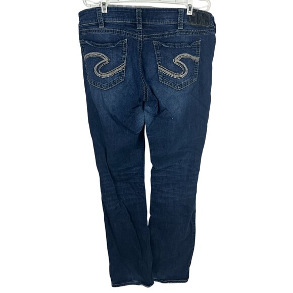 Silver Jeans Co Suki Mid Slim Boot Cut W33 L33 Super Stretch Denim Blue Jeans - Picture 8 of 10